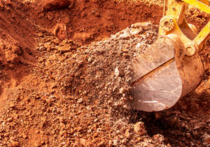 Excavation digging up soil in Ballarat.